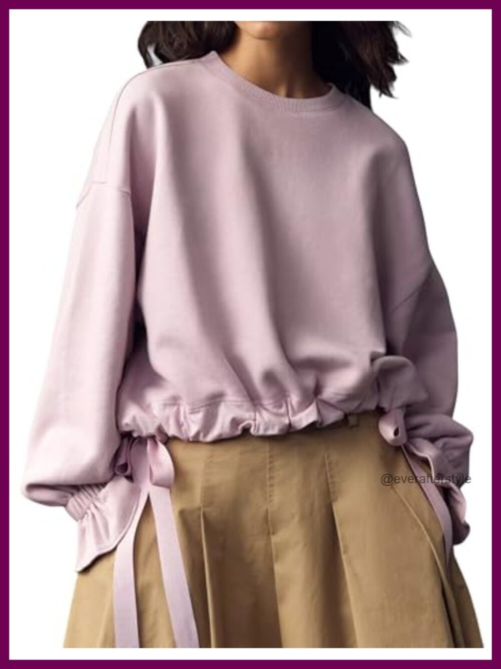 Women's Tie Up Sweatshirt Crewneck Balloon Long Sleeve Casual Fall Pullover